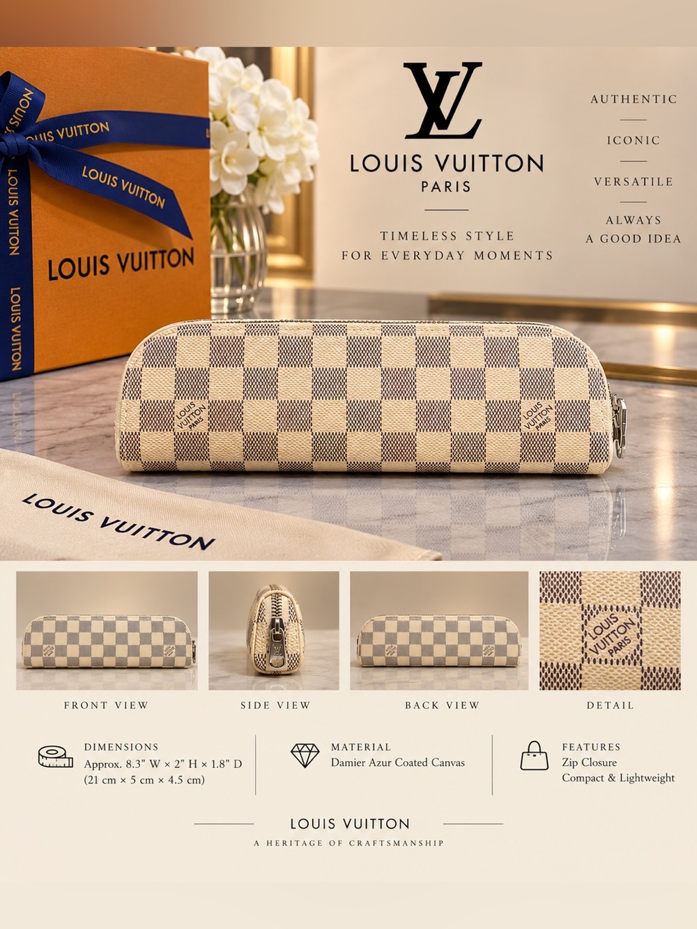 White Checkered Pencil Pouch